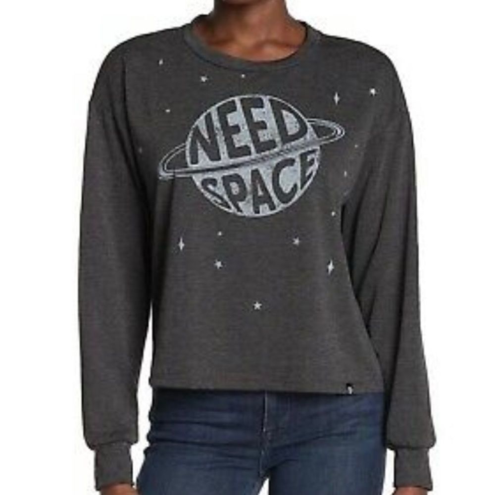 Circle X Need Space Graphic Long Sleeve Top Small